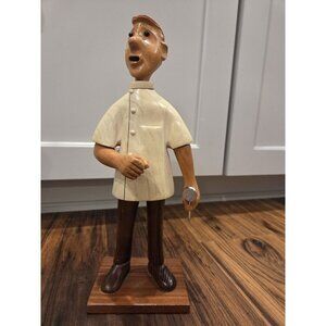 Vintage Italian Carved Wood Dentist Figurine Mid Century In Style of Romer